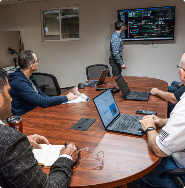 Bailey engineering team reviewing a project in the conference room