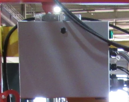 Exterior of the Bailey SC50 main control box mounted on the scissor lift base