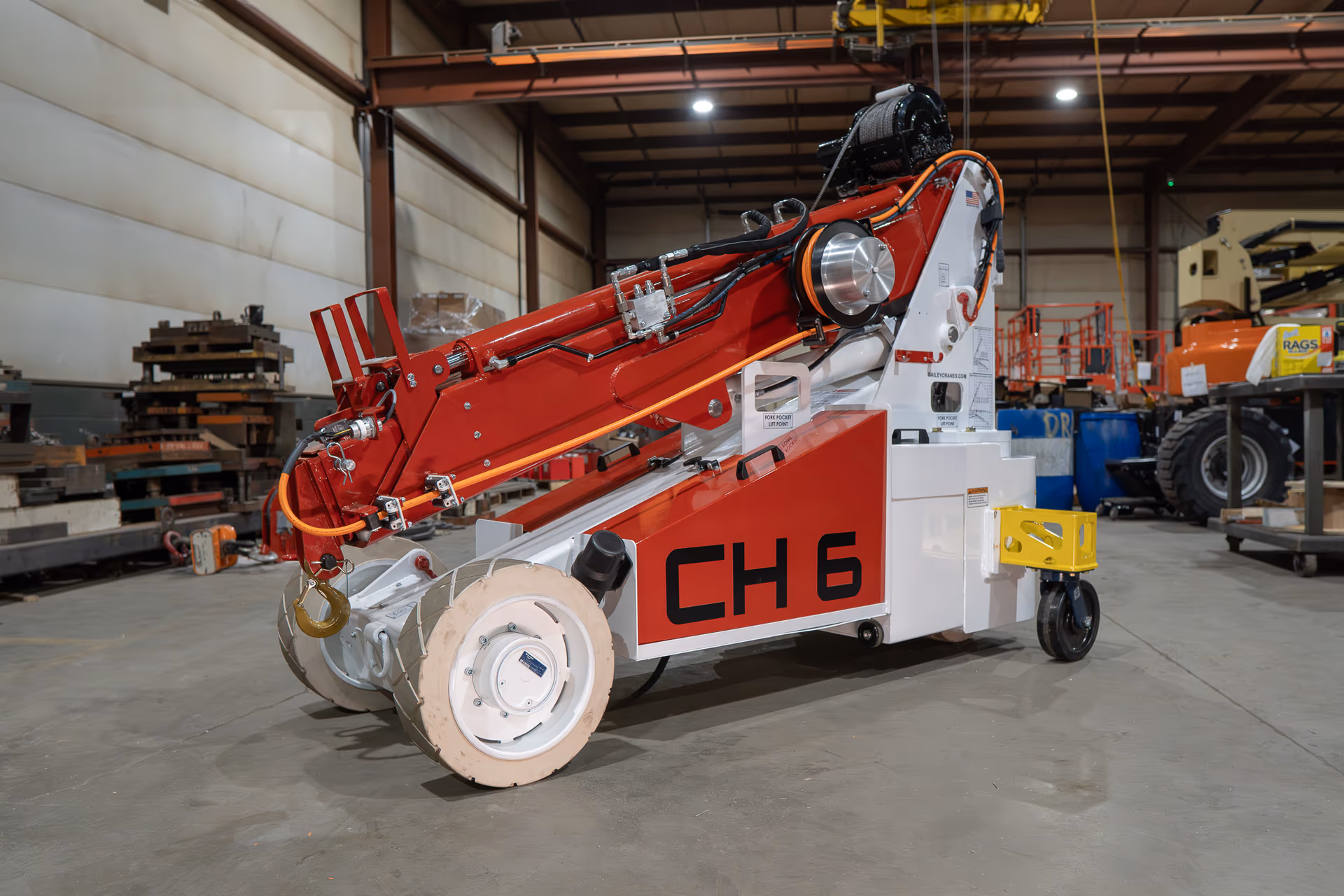 Bailey CH 6 Compact Handler with boom retracted, a mini crane sized to pass through standard doorways